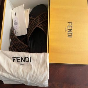 Fendi Men's FF Band Slide Sandals-12UK-13US